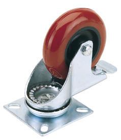 Draper 1x 100mm Diam Swivel Plate Fixing Polyurethane Wheel & Brake S.W.L. 125kg - 65519