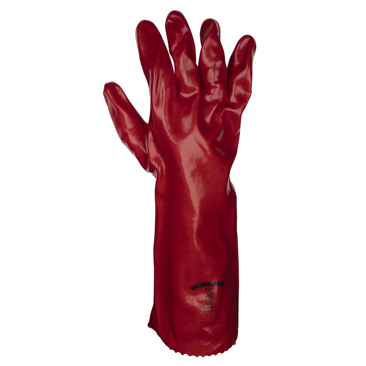 Sealey Red PVC Gauntlets 450mm - Pack of 12 Pairs 9114/12