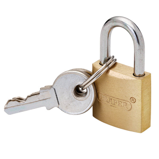 Draper Brass Cylinder Padlock, 20mm