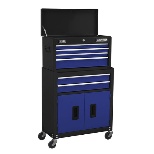 Sealey Topchest & Rollcab Combination 6 Drawer with Ball-Bearing Slides - Blue AP22B