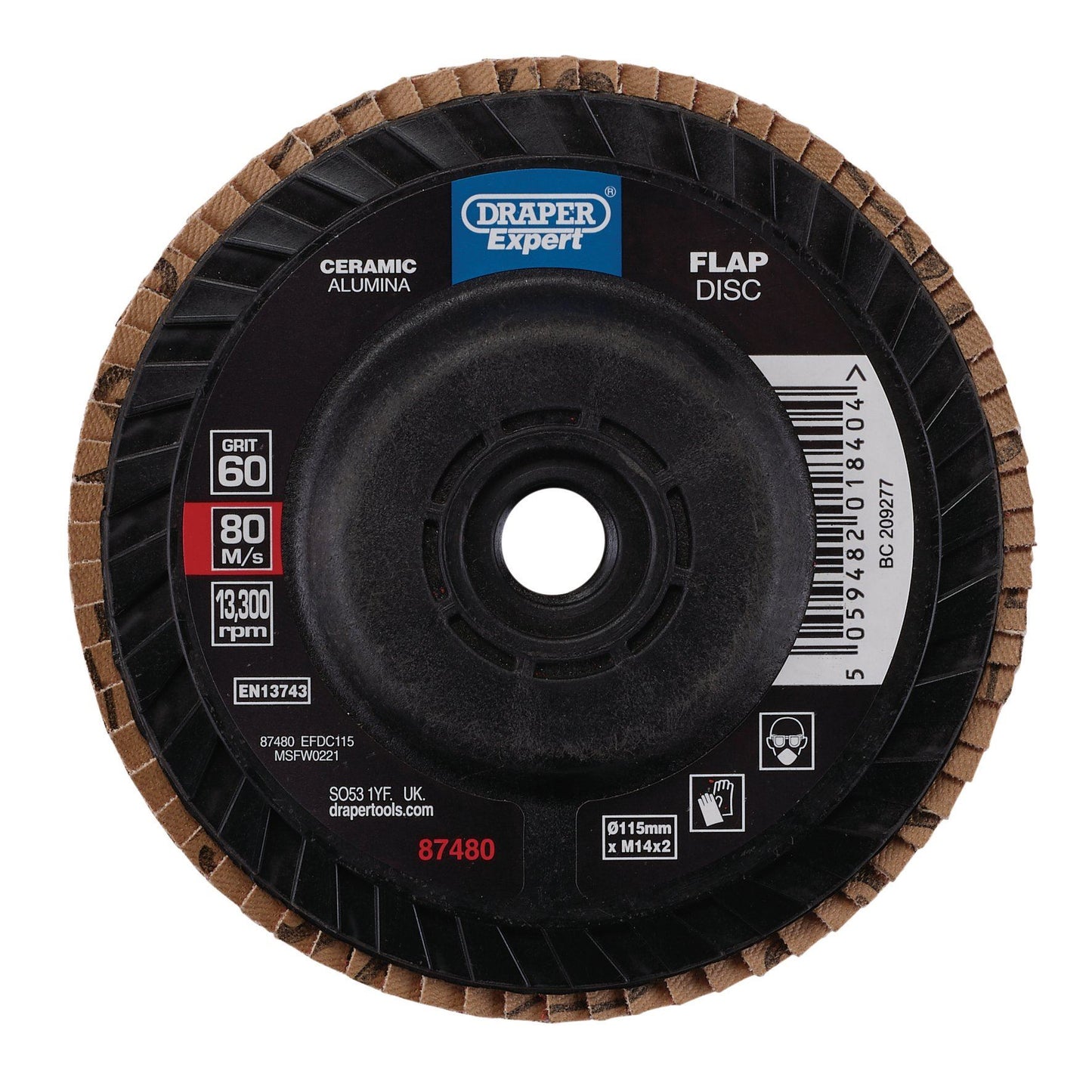 Draper 115mm Flap Disc 60G Ceramic EFDC115