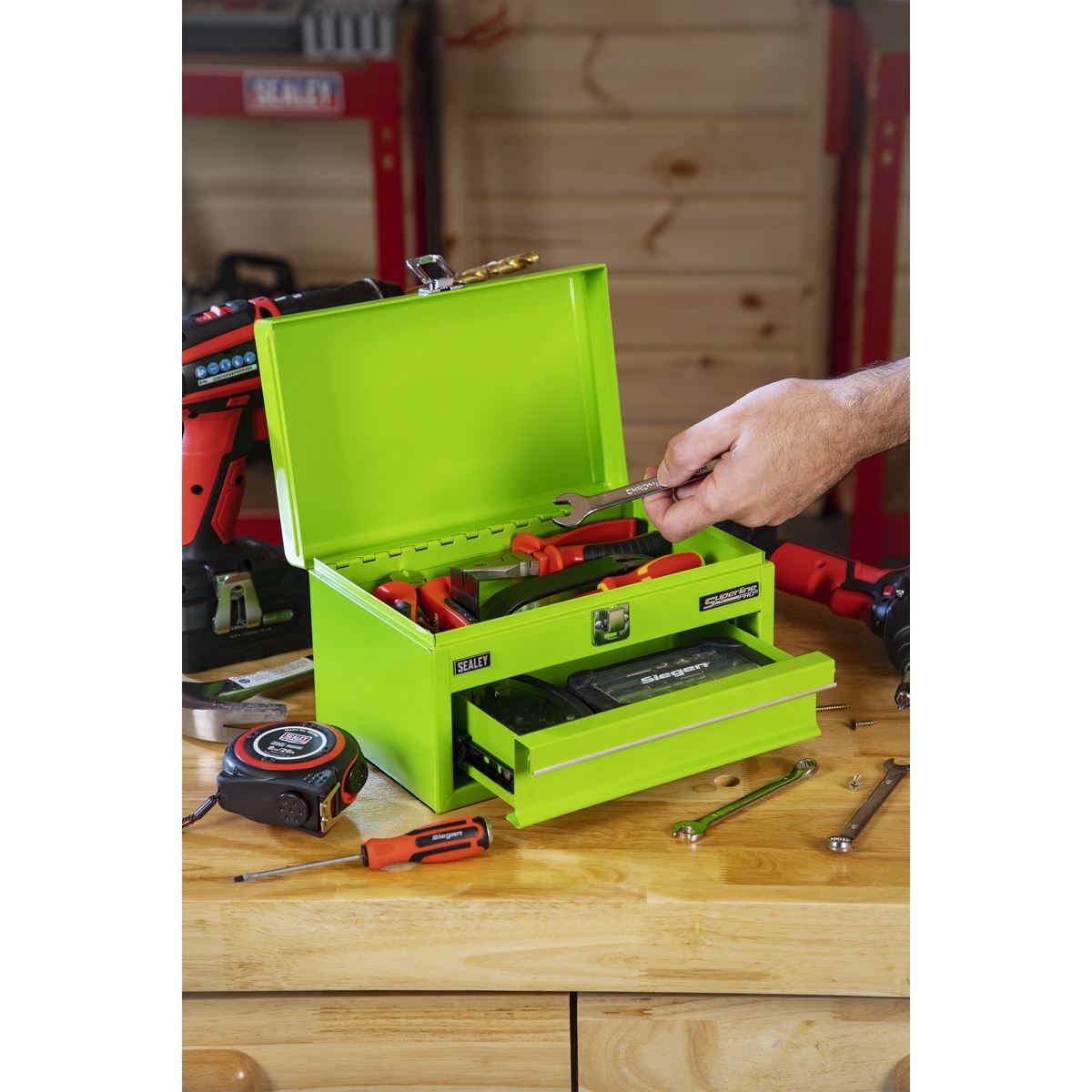 Sealey Superline Pro Superline Pro� Mini Toolbox with Drawer - Green APMTB3