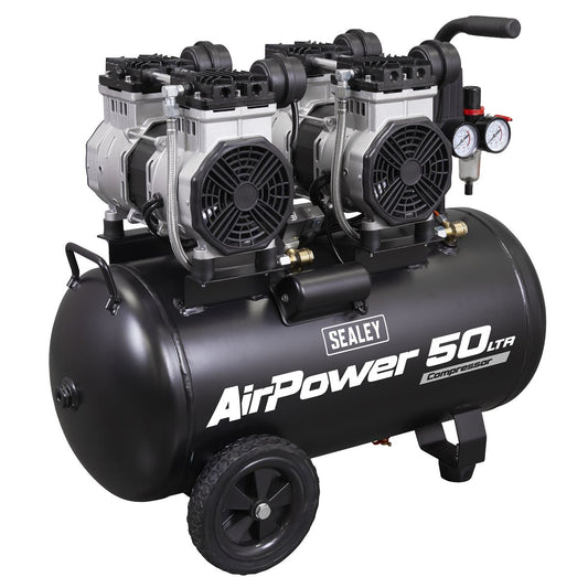 Sealey 50L Low Noise Oil Free Direct Drive Air Compressor 2 x 2hp SAC5001S