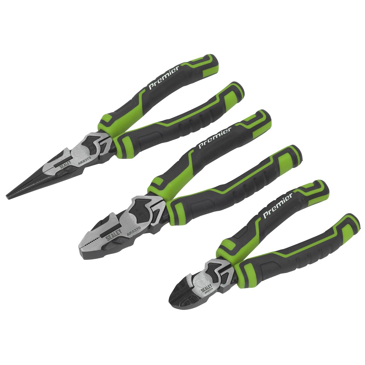 Sealey Pliers Set 3pc High Leverage Hi-Vis Green AK8376HV