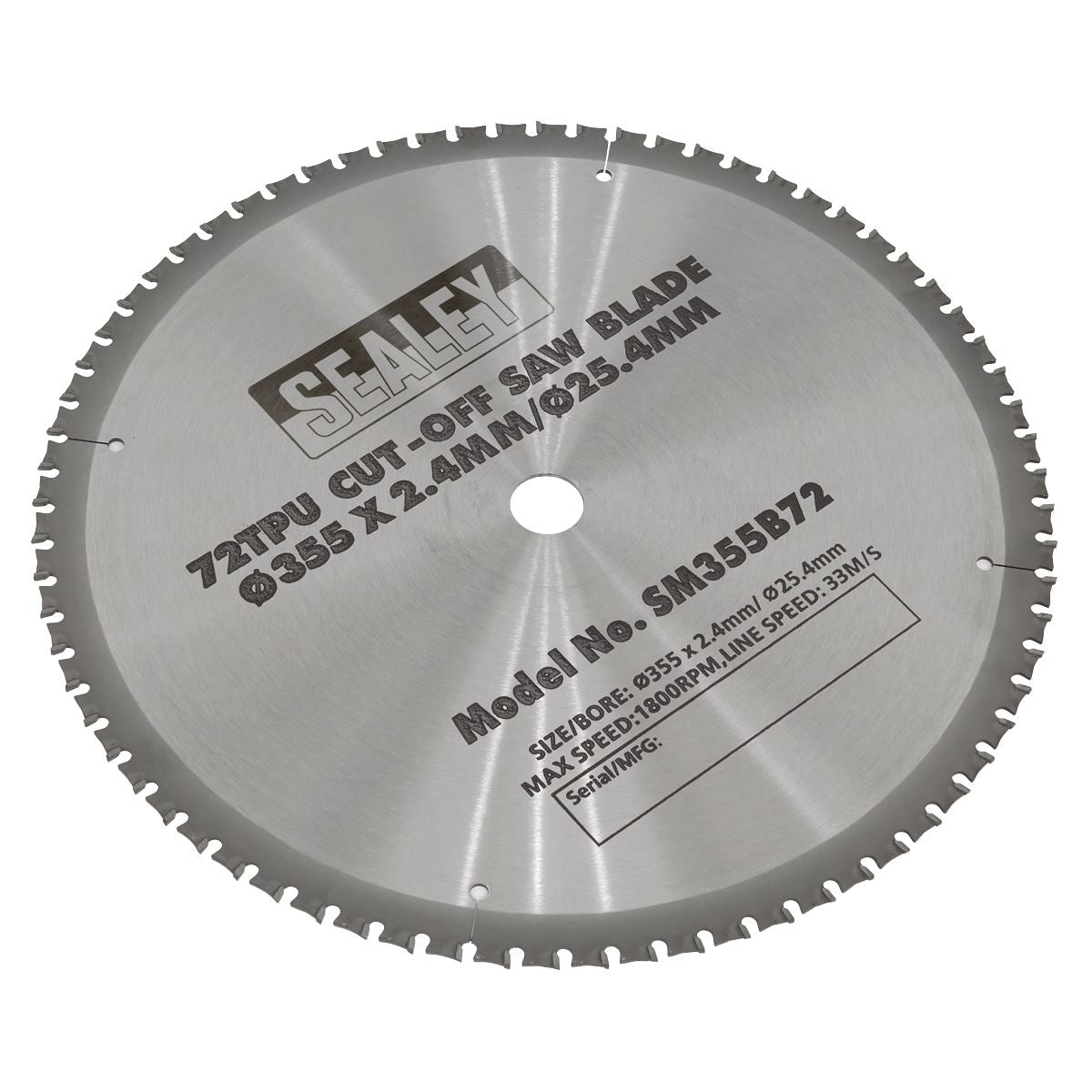 Sealey Cut-Off Saw Blade 355 x 2.4mm/25.4mm 72tpu SM355B72