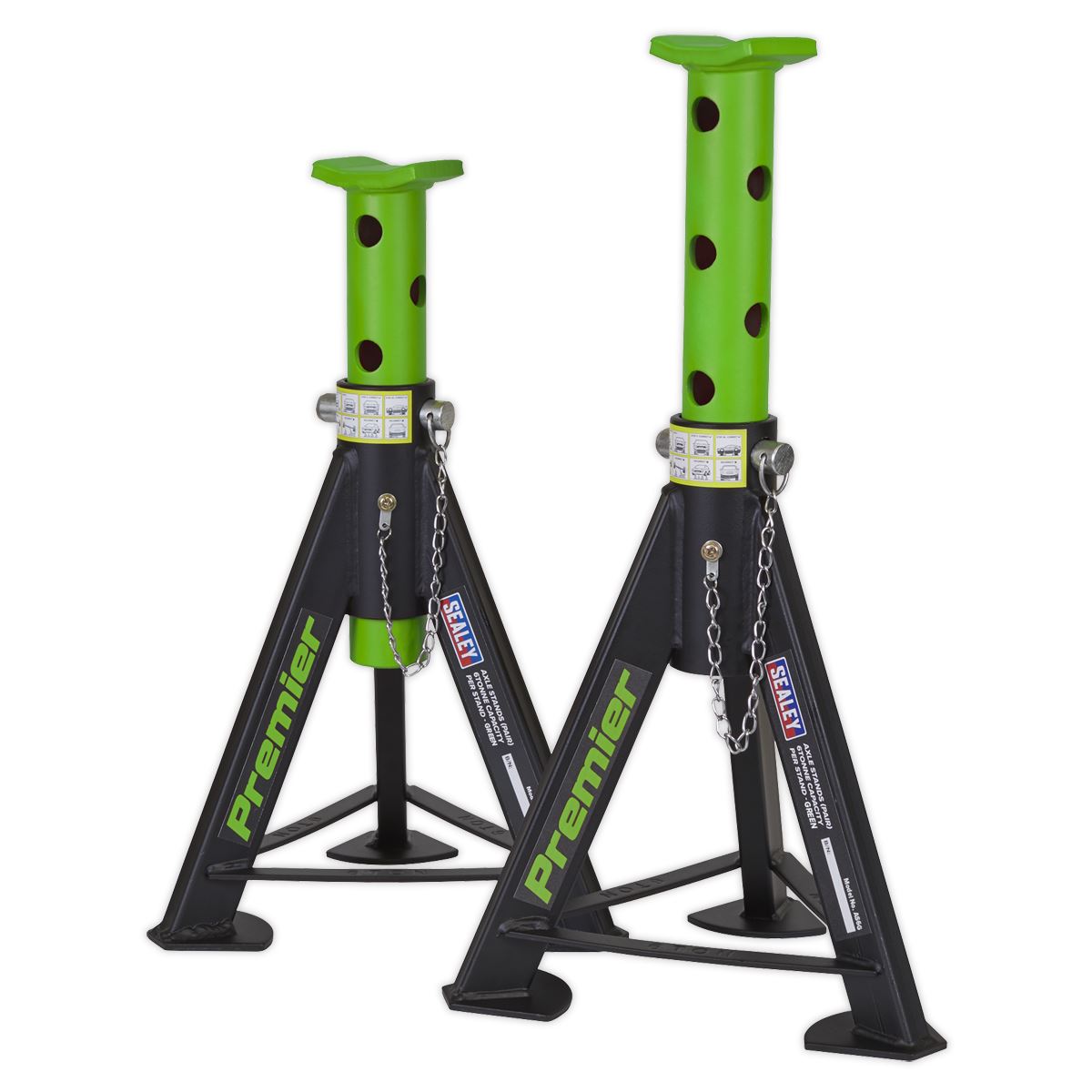 Sealey Axle Stands (Pair) 6 tonne Capacity per Stand - Green AS6G