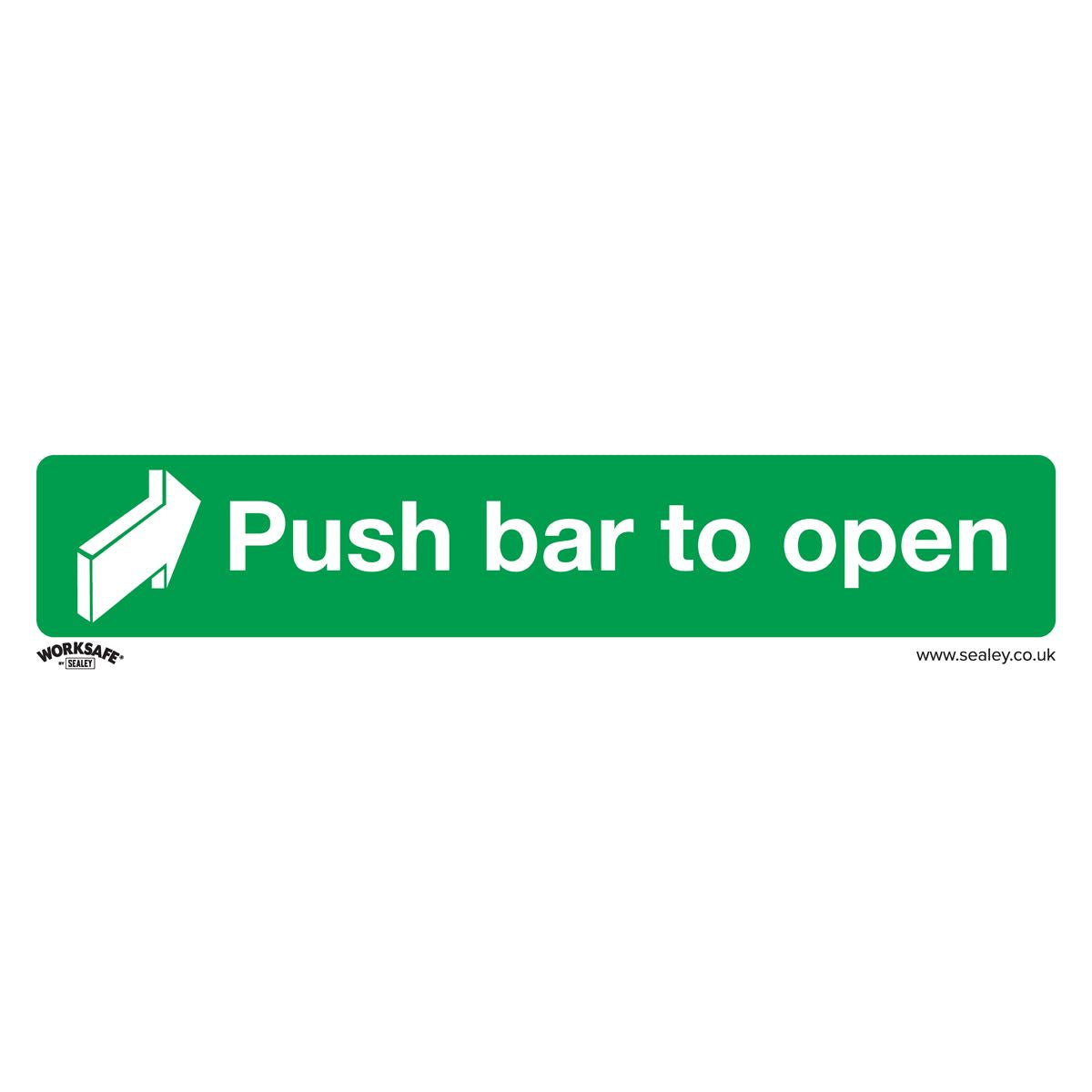 Sealey Safety Sign - Push Bar To Open - Self-Adhesive Vinyl SS29V1