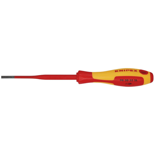 KNIPEX 98 20 35 SL VDE Insulated Slotted Screwdriver, 3.5 x 100mm - Slim
