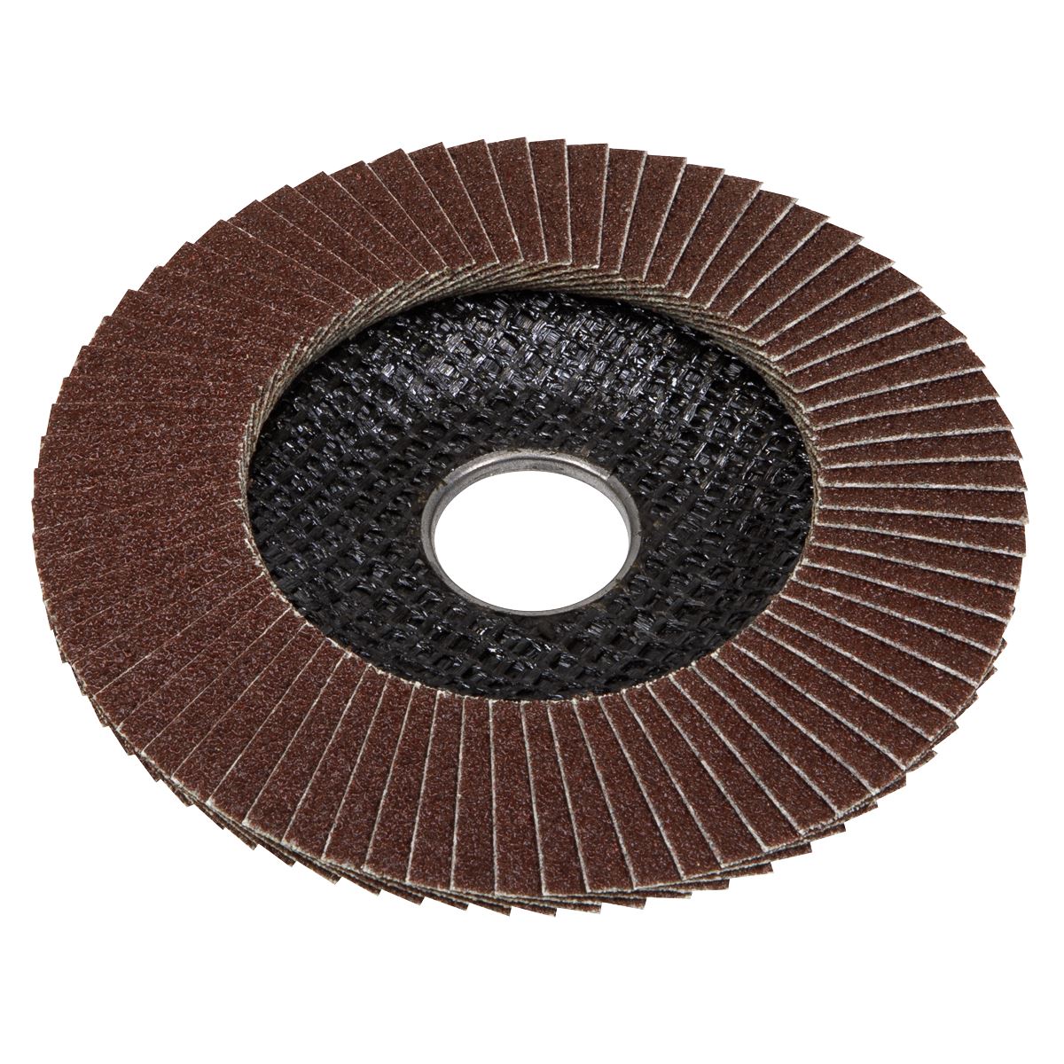 Sealey 120Grit Flap Discs Aluminium Oxide 115mm 22mm Bore - Pack of 10 FD115120E10