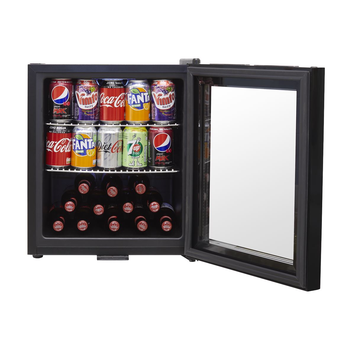 Baridi 50L Table Top Beer & Drinks Mini Fridge with Light 3-10�C - Black & Glass DH12