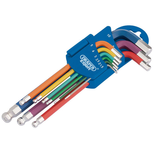 Draper 9 Piece COLOUR Long Reach Arm Metric Hex/Allen Key Set 1.5mm-10mm 66132