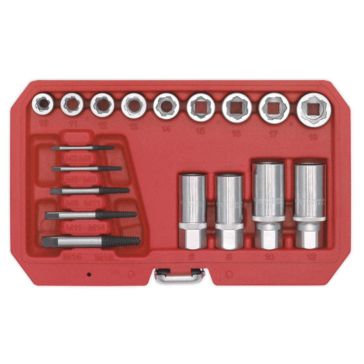 Sealey Bolt, Stud & Screw Extractor Set 18pc AK751