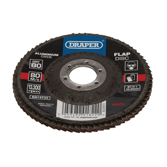 Draper 115mm Flap Disc 80G Alox FDA115