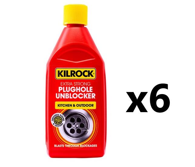 Kilrock 6x Plughole Unblocker Kitchen 500ml