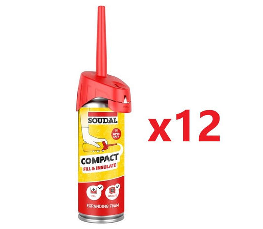 Soudal 12x Compact Fill & Insulate Gap Filling Foam - CHAMPAGNE (150ml)