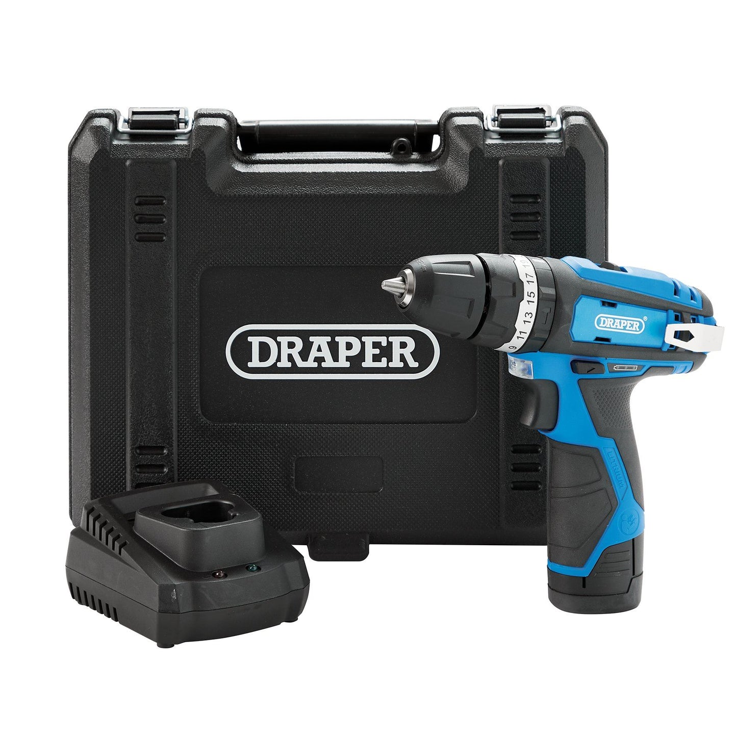 Draper Storm Force 12V Combi Drill Kit-Bt & Chrgr CHD12VD