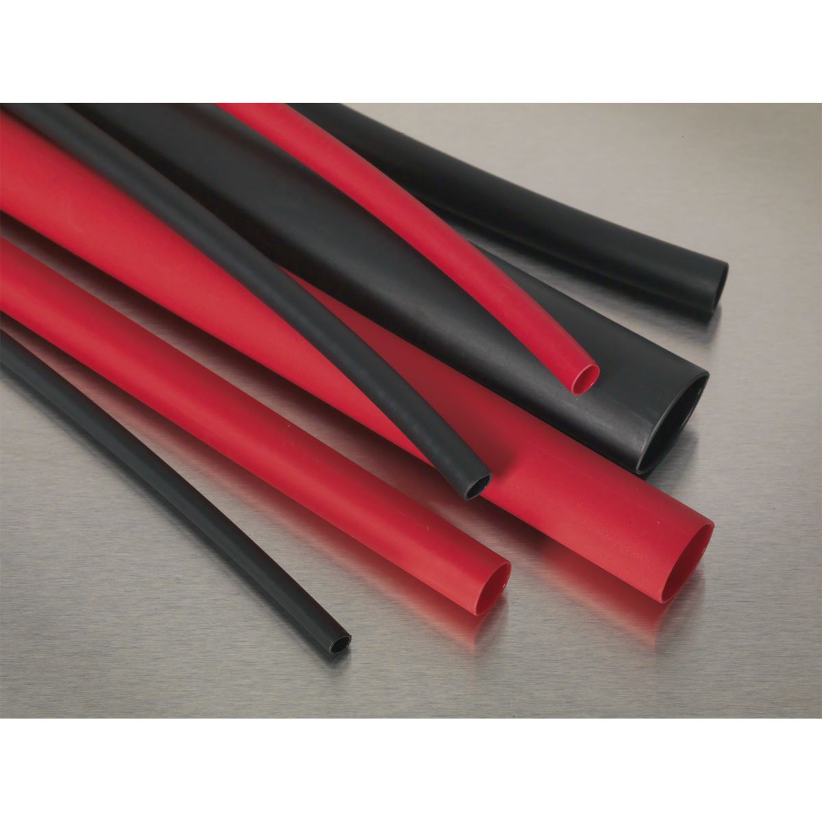 Sealey Heat Shrink Tubing Asstmt 72pc Black & Red Adh Lined 200mm HSTAL72BR