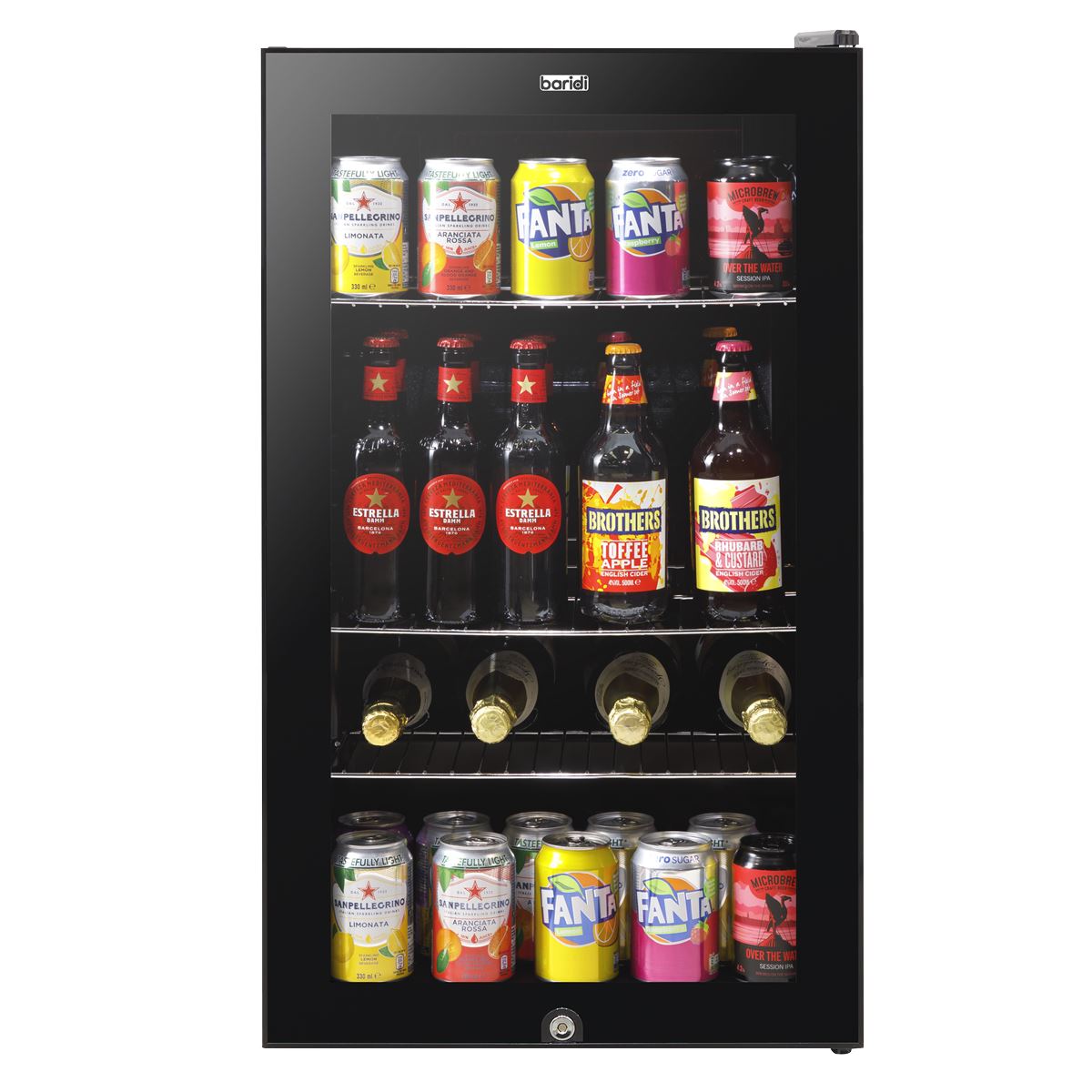 Baridi Under Counter Wine/Drink/Beverage Cooler/Fridge, Built-In Thermostat, Light, Security Lock, 85 Litre � Black DH13