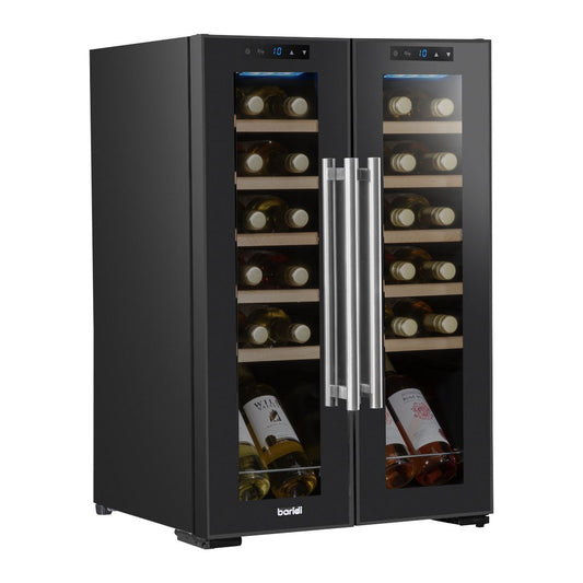 Sealey Baridi 24 Bottle Dual Zone Wine Cooler, Fridge, Touch Screen, LED Light Black and Mirror Glass Door DH97