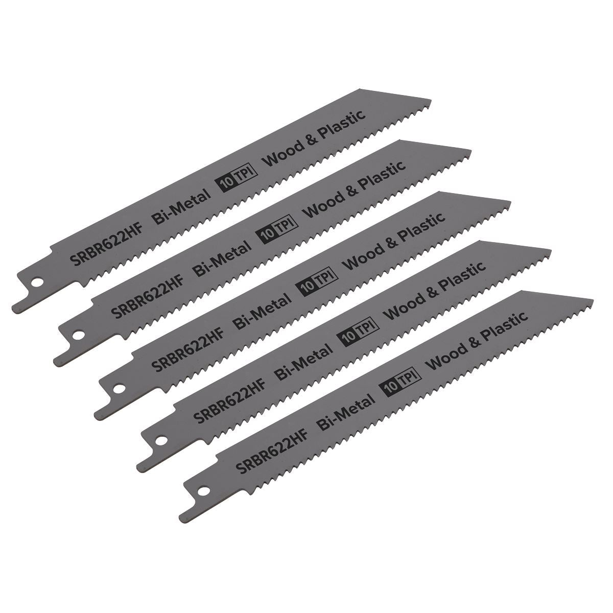 Sealey Reciprocating Saw Blade Wood&Plastics 150mm 10tpi -Pack of 5 SRBR622HF