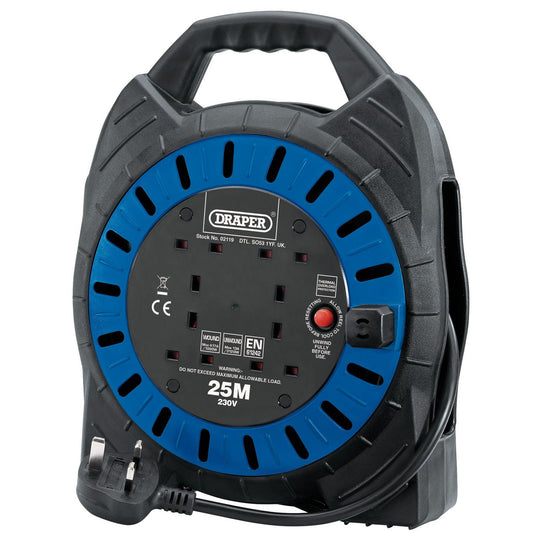 Draper 230V Four Socket Cable Reel (25m) DCR2513E - 02119