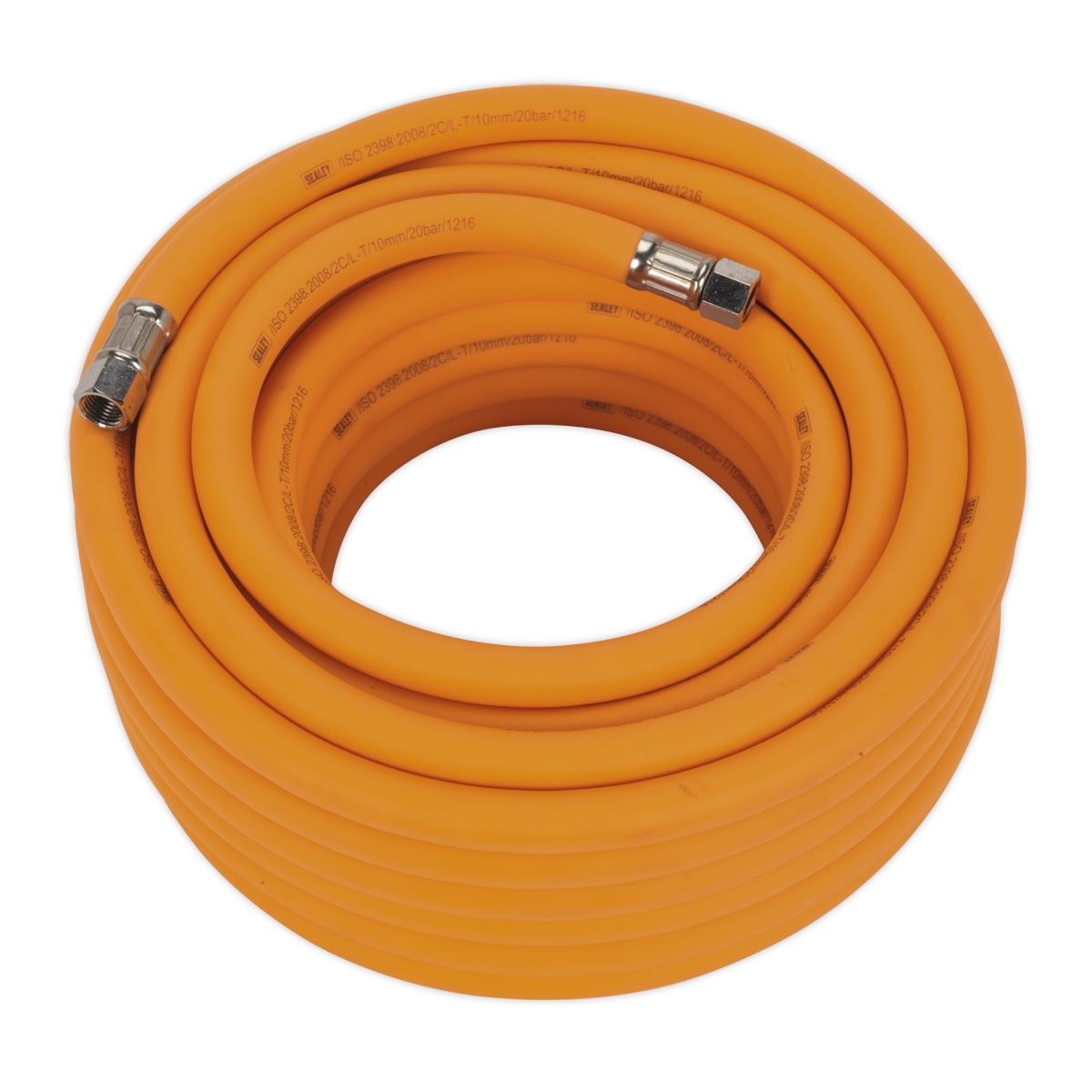 Sealey Air Hose 15m x 10mm Hybrid High-Visibility 1/4"BSP Unions AHHC1538