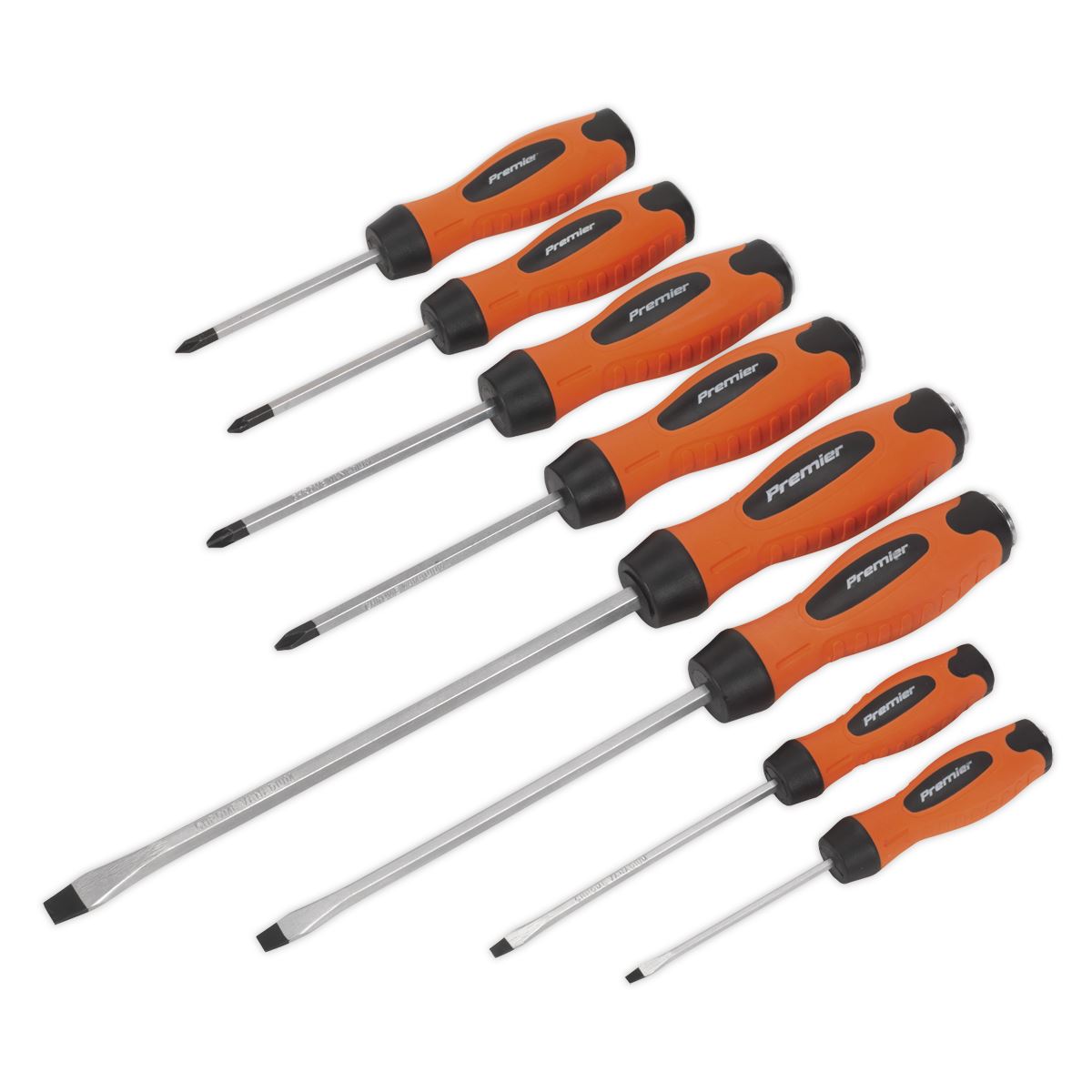 Sealey Screwdriver Set 8pc Hammer-Thru Hi-Vis Orange HV004