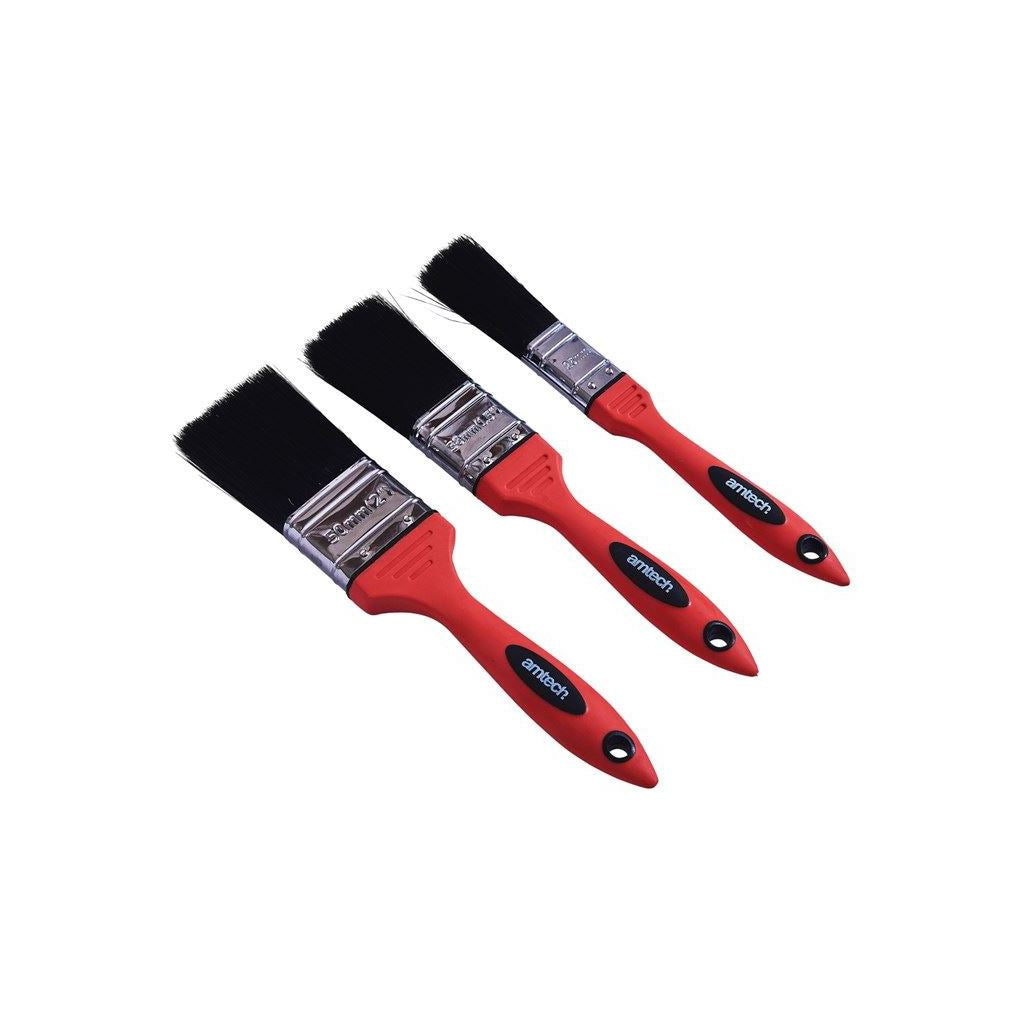 Amtech 3 Piece No Bristle Loss Paint Brush Set Soft Handle - G4385