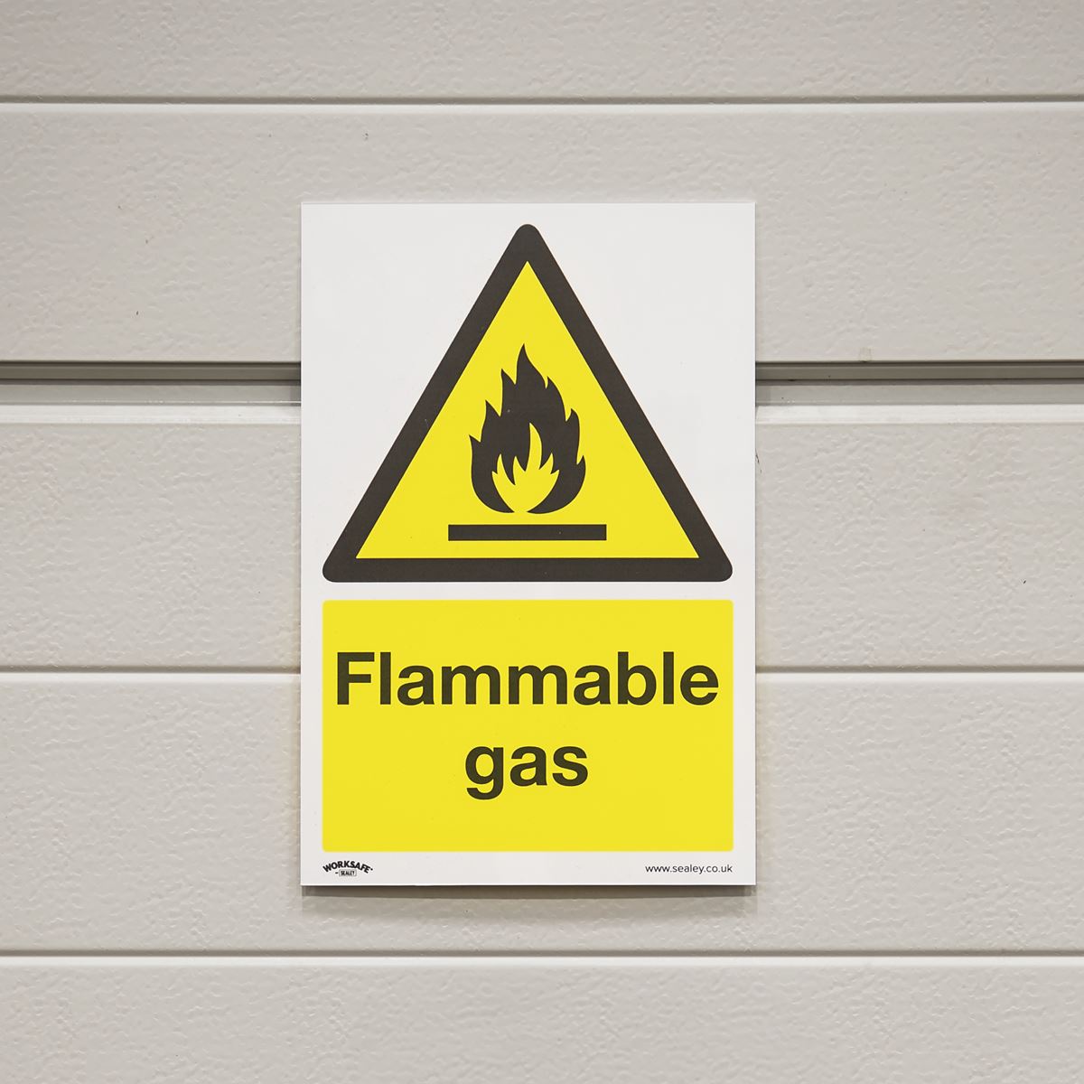 Worksafe Warning Safety Sign - Flammable Gas - Self-Adhesive Vinyl SS59V1