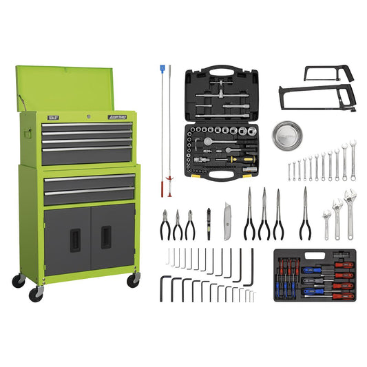 Sealey Tool Chest Combo 6 Drawer - Green/Grey & 128pc Tool Kit AP2200COMBOHV