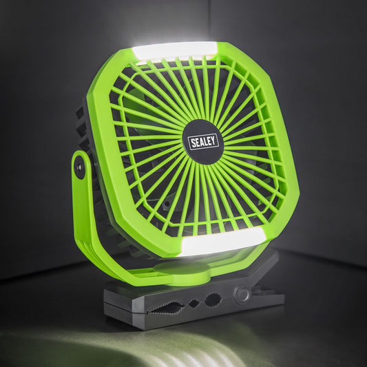 Sealey Portable Clip Fan with Worklight 8" 4 Speeds SCF8WL