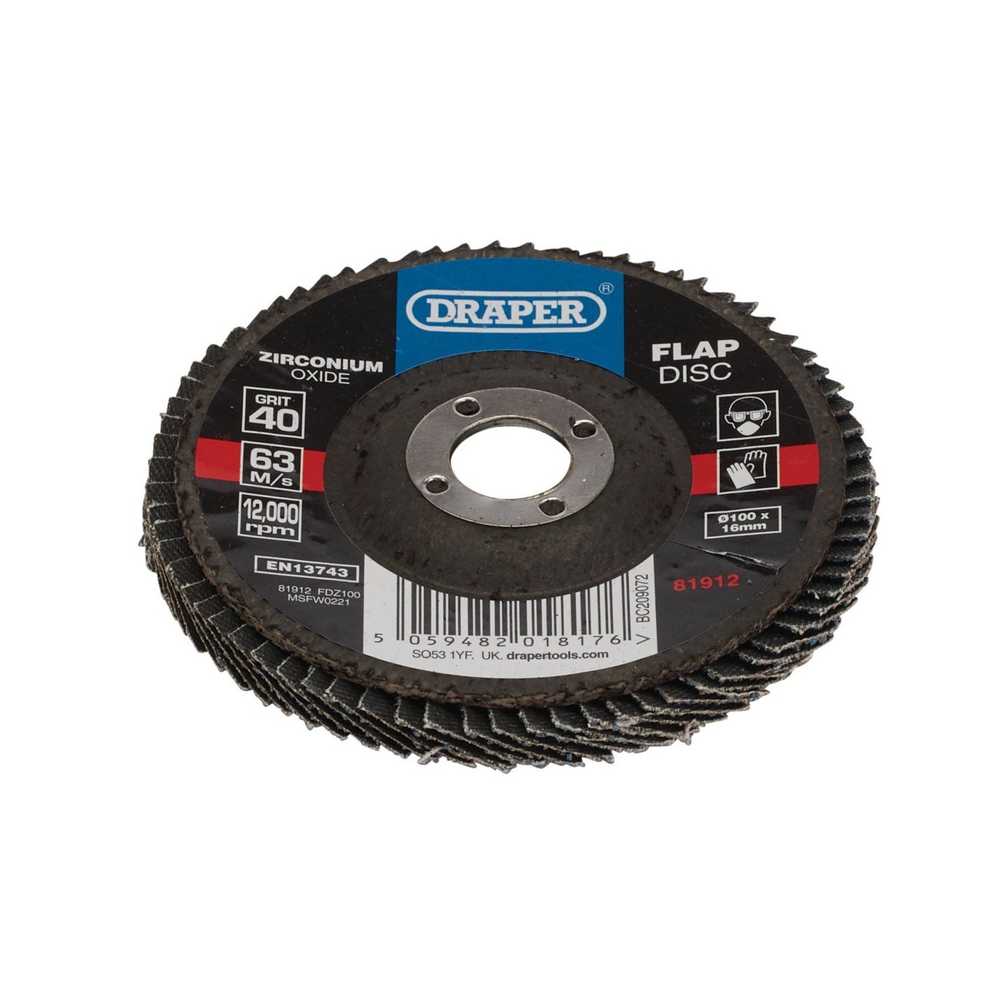 Draper 100mm Flap Disc 40G Zr FDZ100