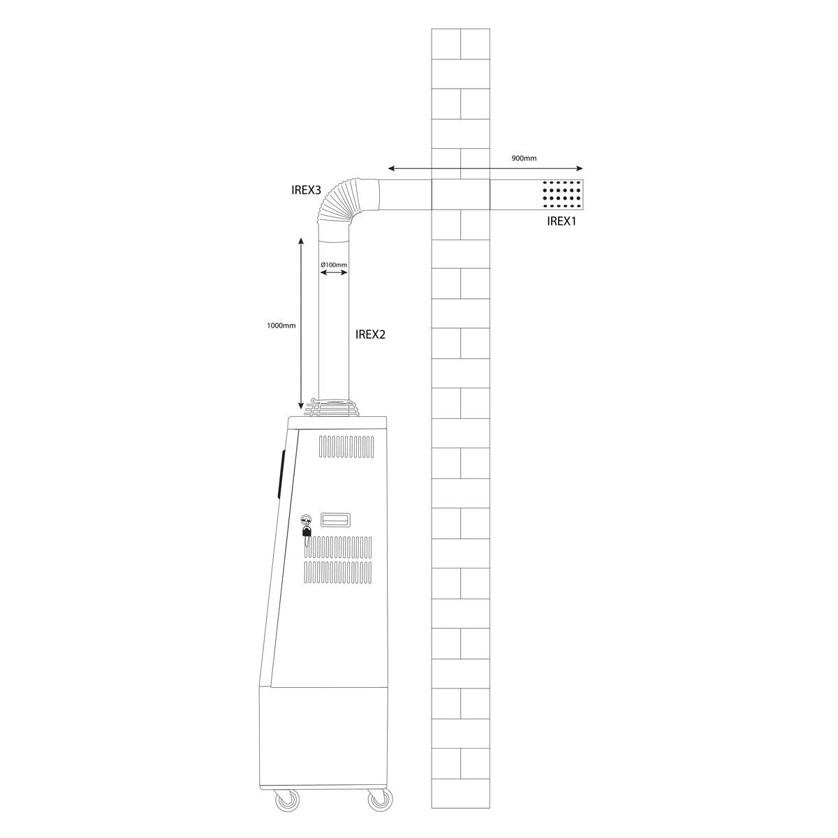 Sealey Stainless Steel Exhaust/Flue End Pipe for IR13/IR16 100mm - 900mm IREX1