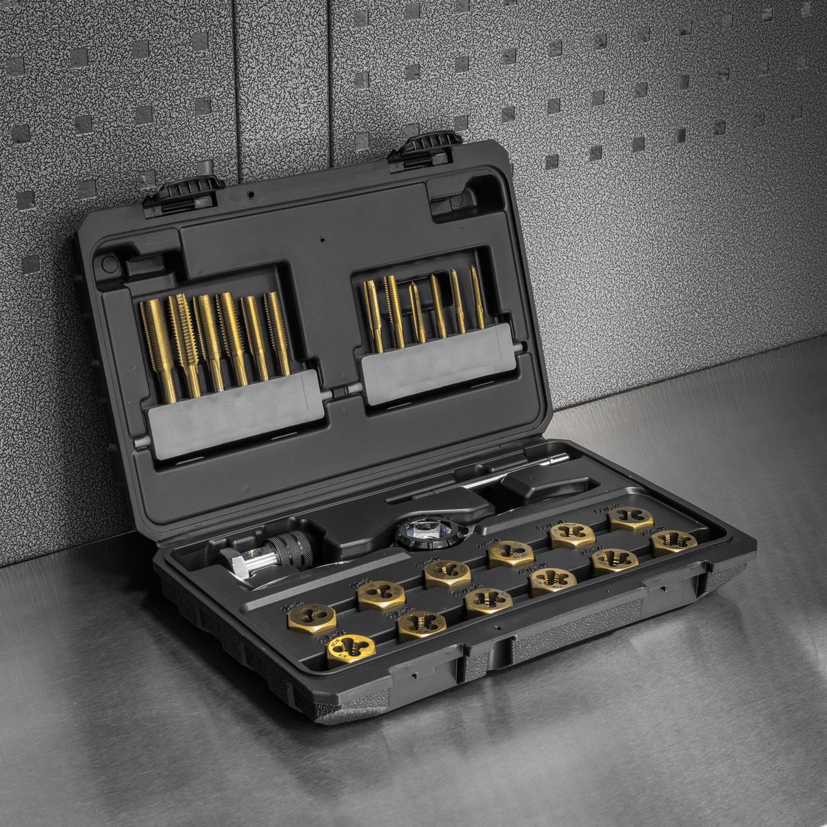 Sealey Premier Hexagonal Tap & Die Set 26pc Hexagonal - SAE/Imperial - Titanium Coated