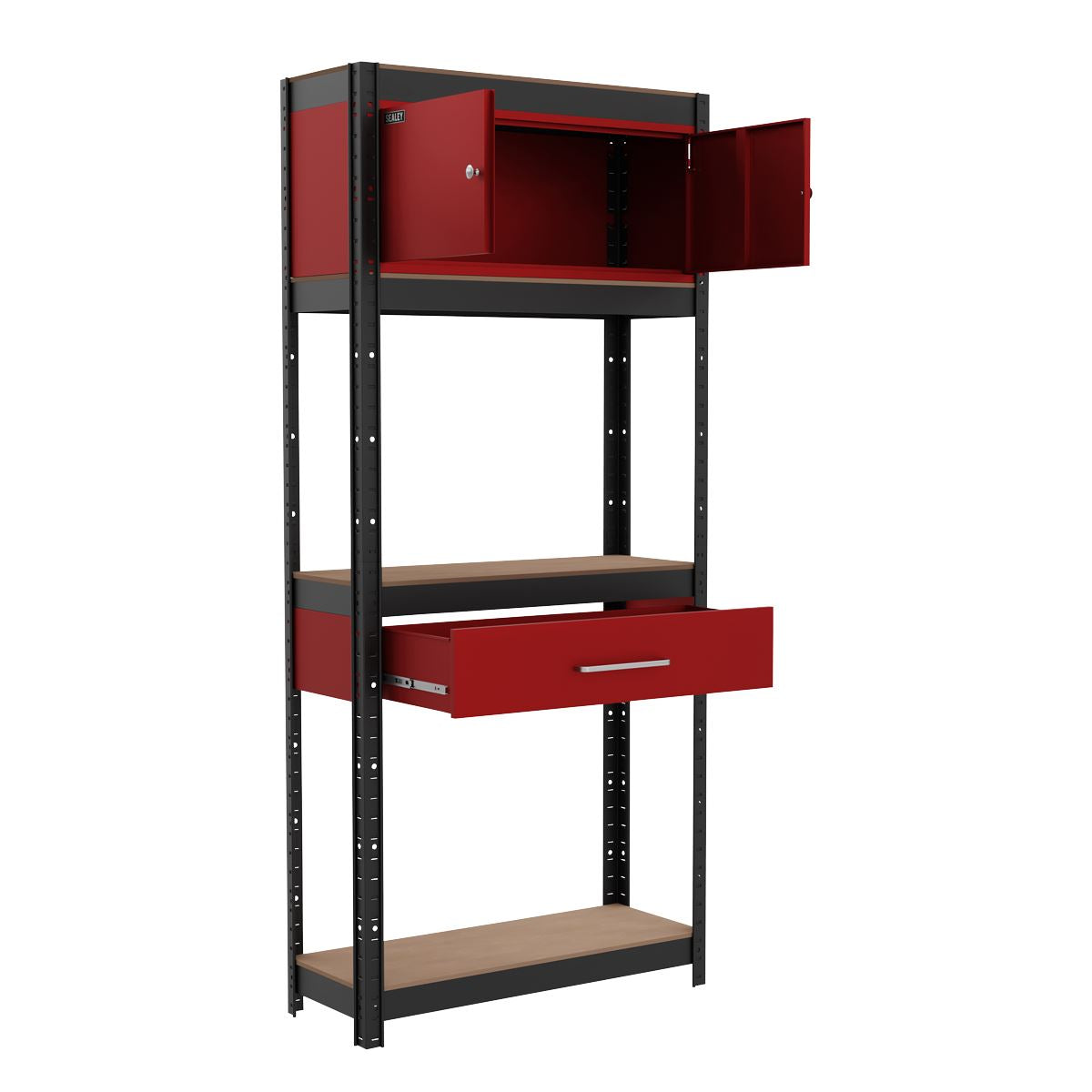 Sealey Shelving Unit 4-Tier with Cupboard and Drawer AP830R