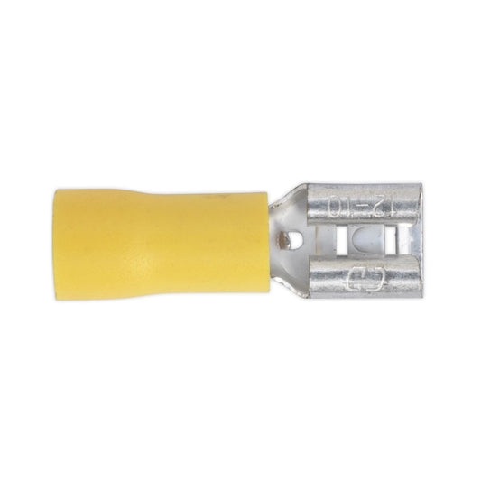 Sealey Push-On Terminal 6.3mm Female Yellow Pack of 100 YT13