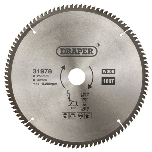 Draper Tct Saw Blade 255mm 100T Tcg SBTCG2