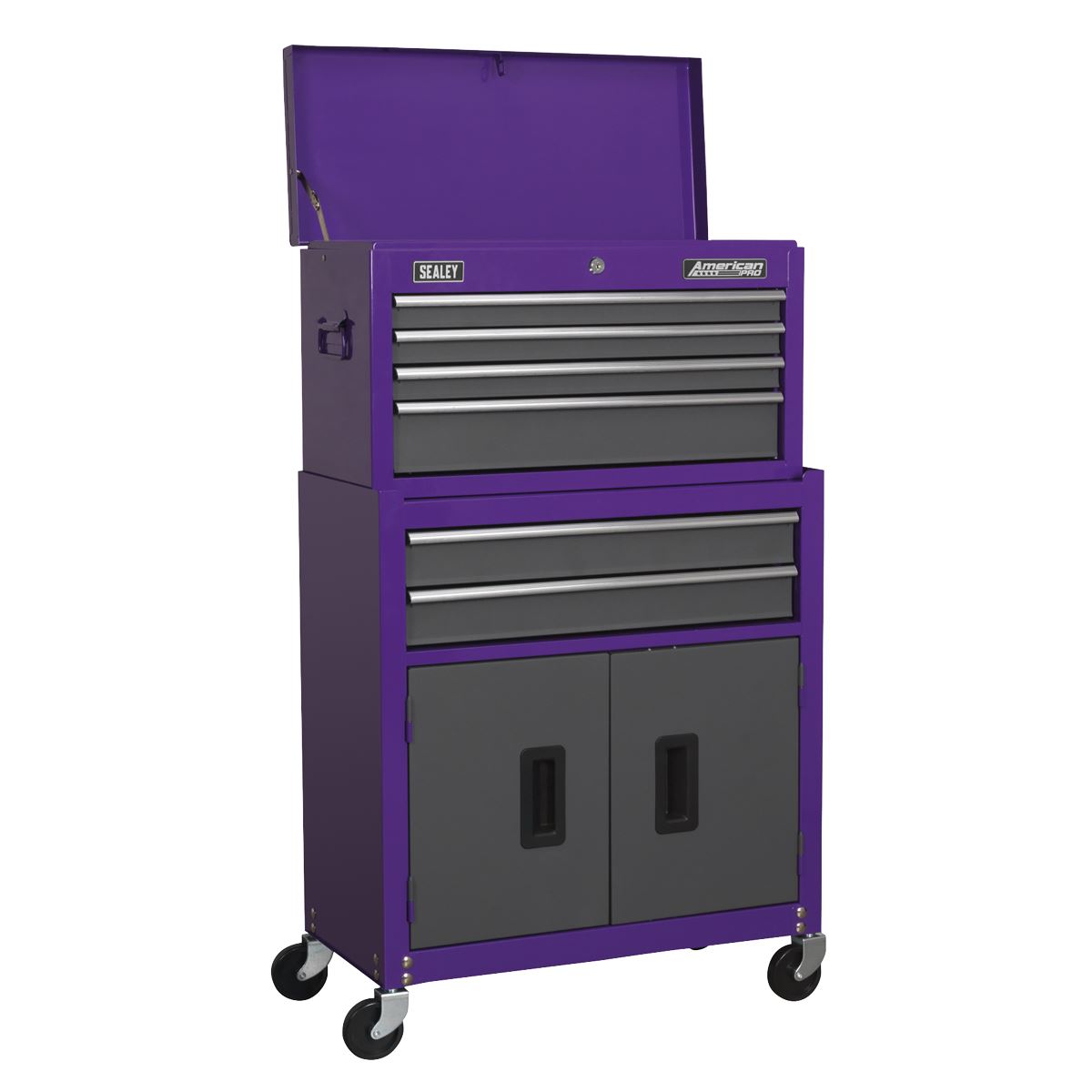 Sealey Topchest & Rollcab Combo 6 Drawer - Purple/Grey AP2200BBCP