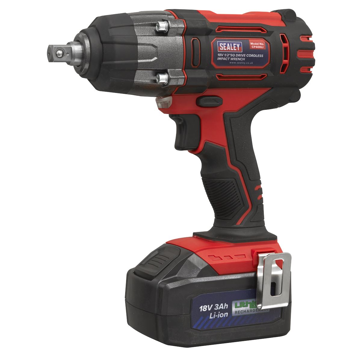 Sealey Cordless Impact Wrench 18V 3Ah Lithium-ion 1/2"Sq Drive CP400LI