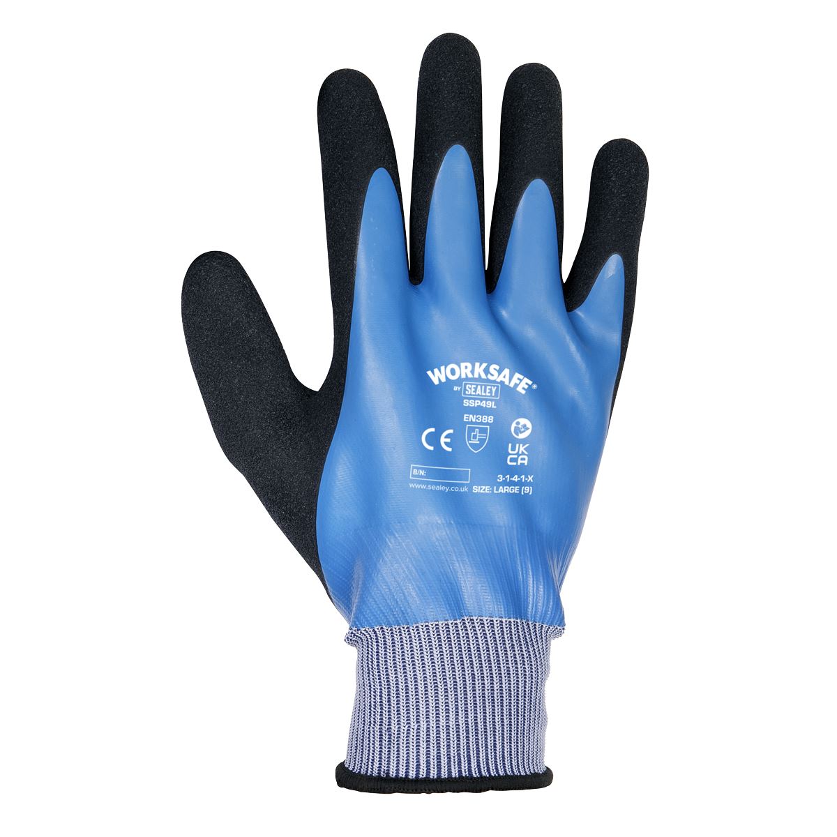 Sealey Waterproof Latex Gloves - (Large) - Pack of 6 Pairs SSP49L/6