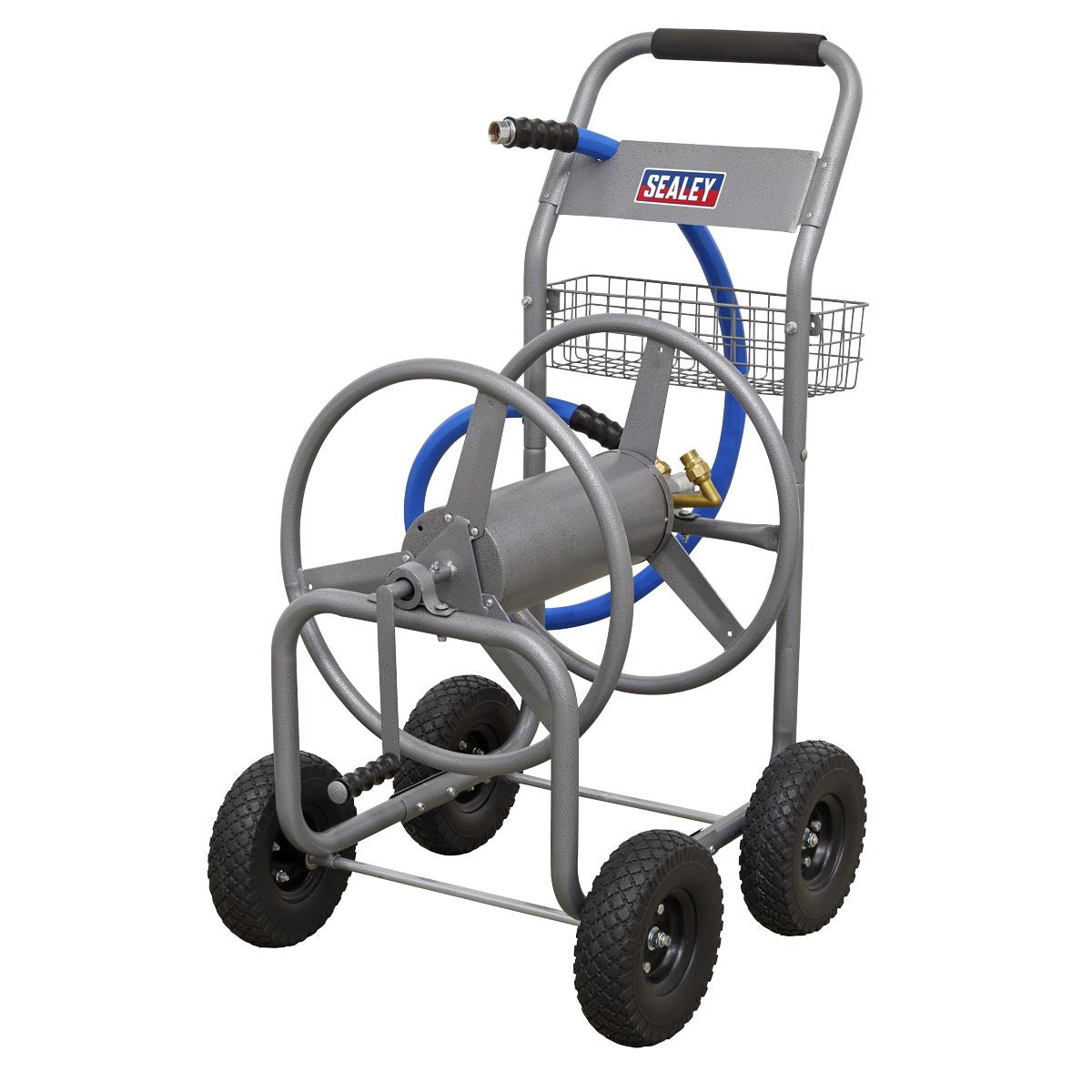 Sealey Heavy-Duty Hose Reel Cart with 30m Heavy-Duty 19mm Hot & Cold Rubber Water Hose HRKIT30