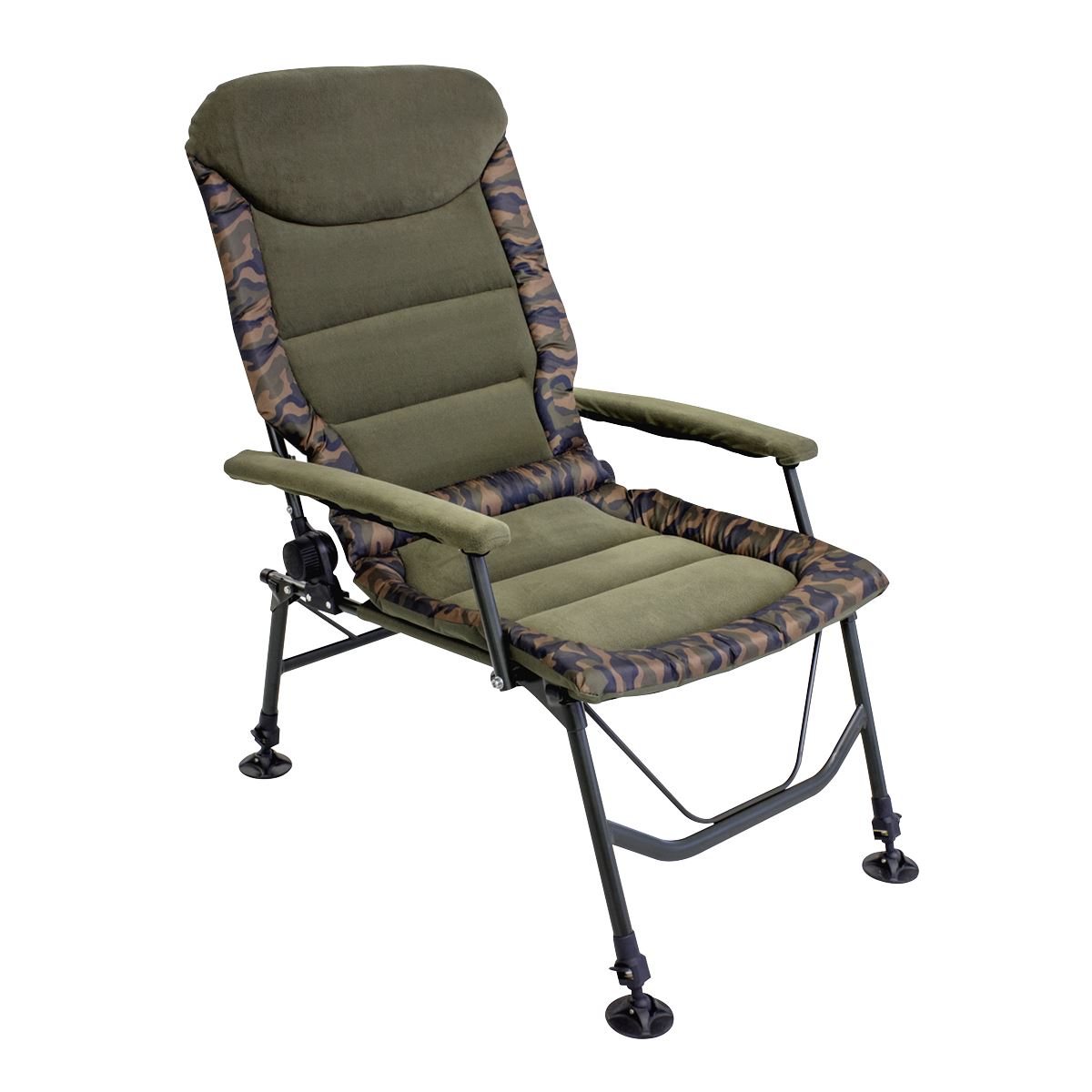 Sealey Dellonda Deluxe Portable Fishing/Camping Chair, Reclining, Padded Armrests and Back, Adjustable Height, Rotating Feet for Multiple Terrain, Foldable DL73