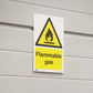 Worksafe Warning Safety Sign - Flammable Gas - Self-Adhesive Vinyl SS59V1