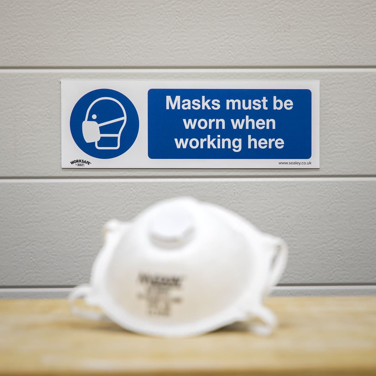 Worksafe Mandatory Safety Sign - Masks Must Be Worn - Rigid Plastic SS57P1