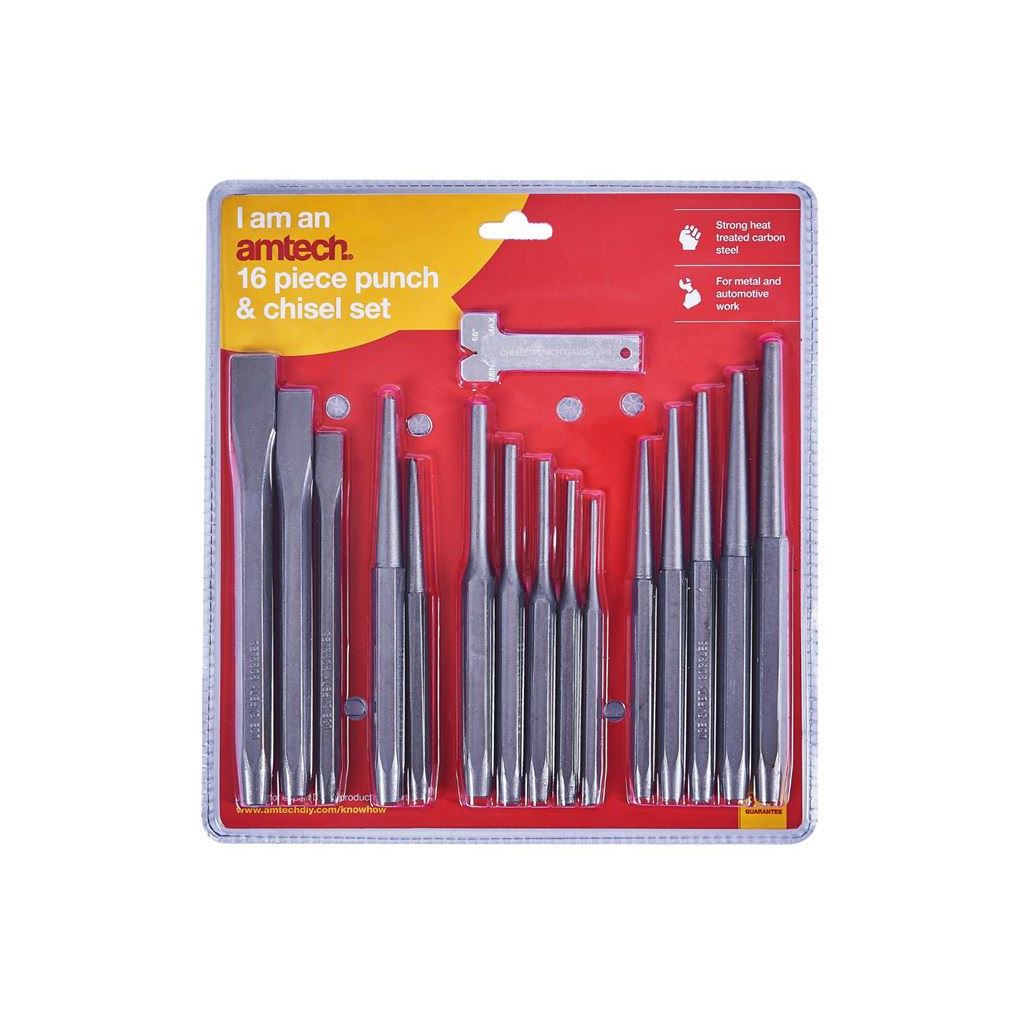 16 Piece Mechanics Puch & Chisel Set Motors Stamp Hardened Steel Garage Taper - G4120