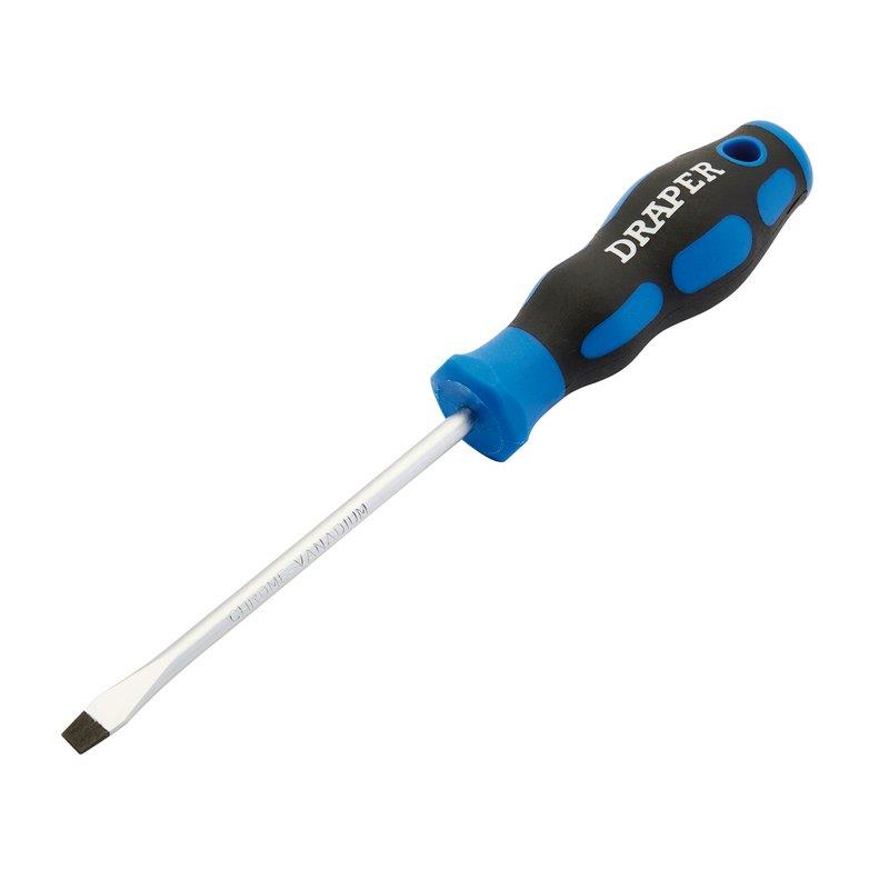 Draper 1x 5.0x100mm Soft Grip Plain Slot Screwdriver Professional Tool 48922