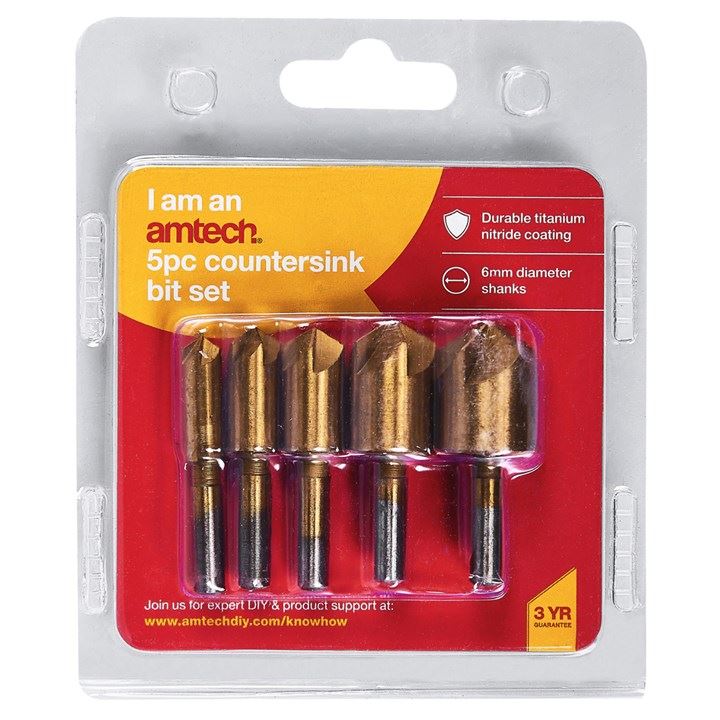 Amtech Double Blister Tin Coated Counter Sink Set (5 Pieces) - F0840