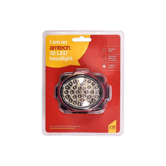 Amtech Head Light Torch 32 Ultra Bright LED Adjustable Headband - S1511