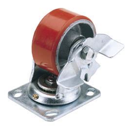 Draper 200mm Dia. Swivel Plate Fixing Heavy Duty Polyurethane Wheel with Brake - - 65533