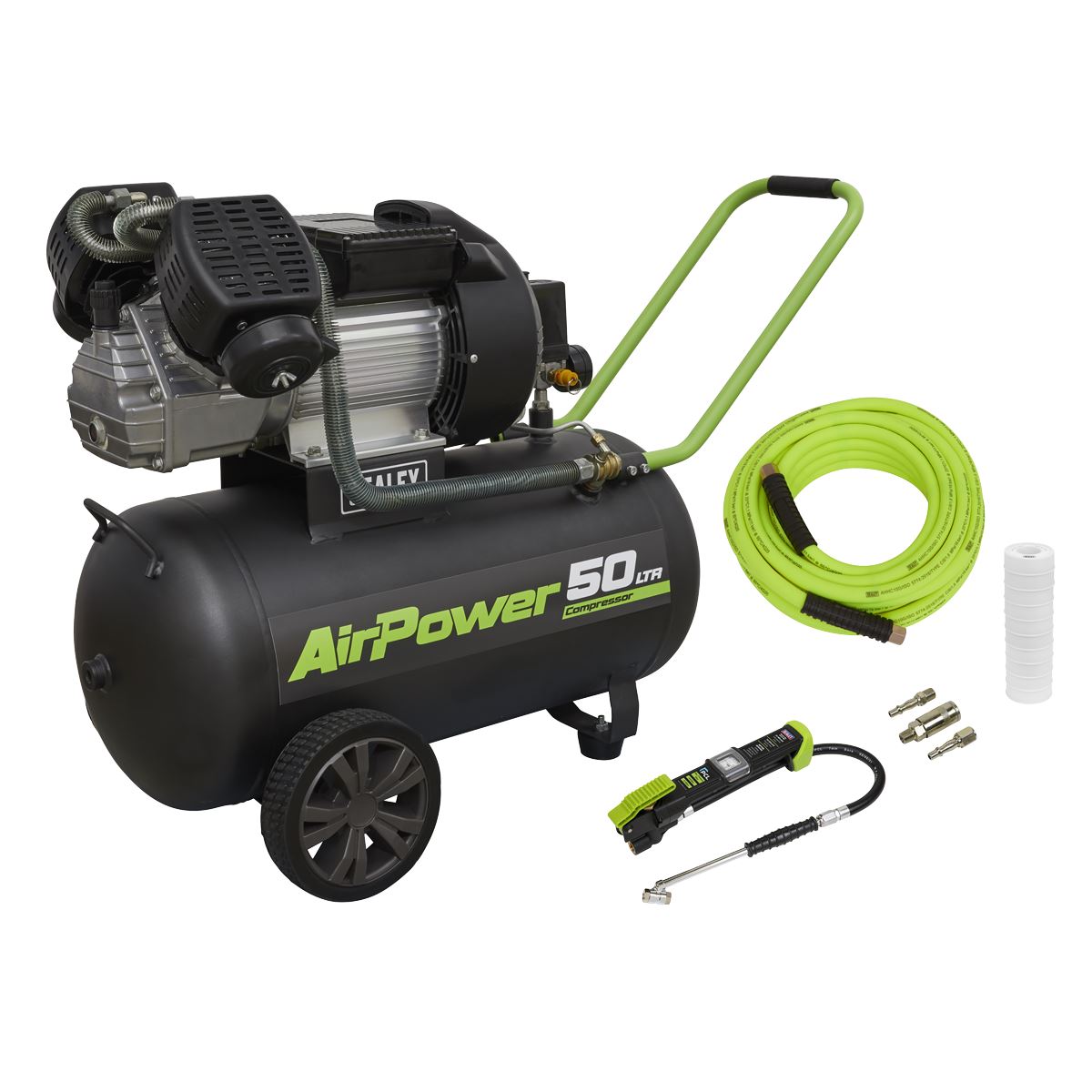 Sealey Air Compressor 50L Direct Drive 3hp & Air Accessory Kit SAC5030VEKIT